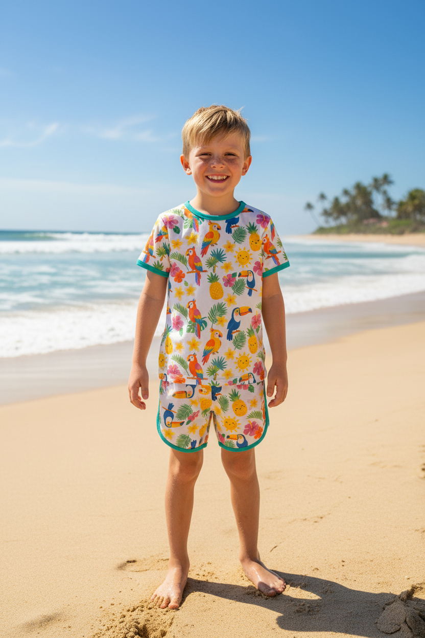 Tropical Paradise Organic Cotton Boys Set | Toddler & Kids Outfit 2T-8T