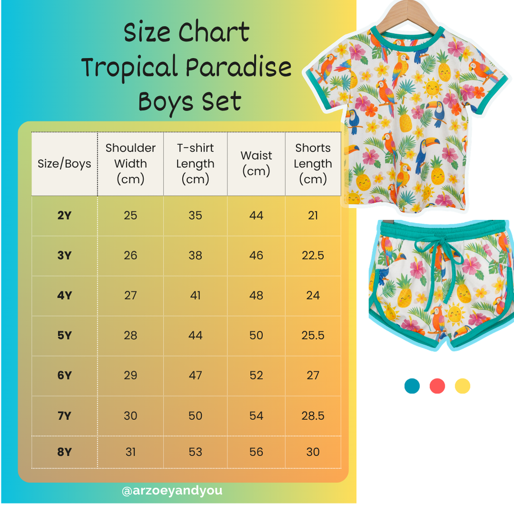 Tropical Paradise Organic Cotton Boys Set | Toddler & Kids Outfit 2T-8T