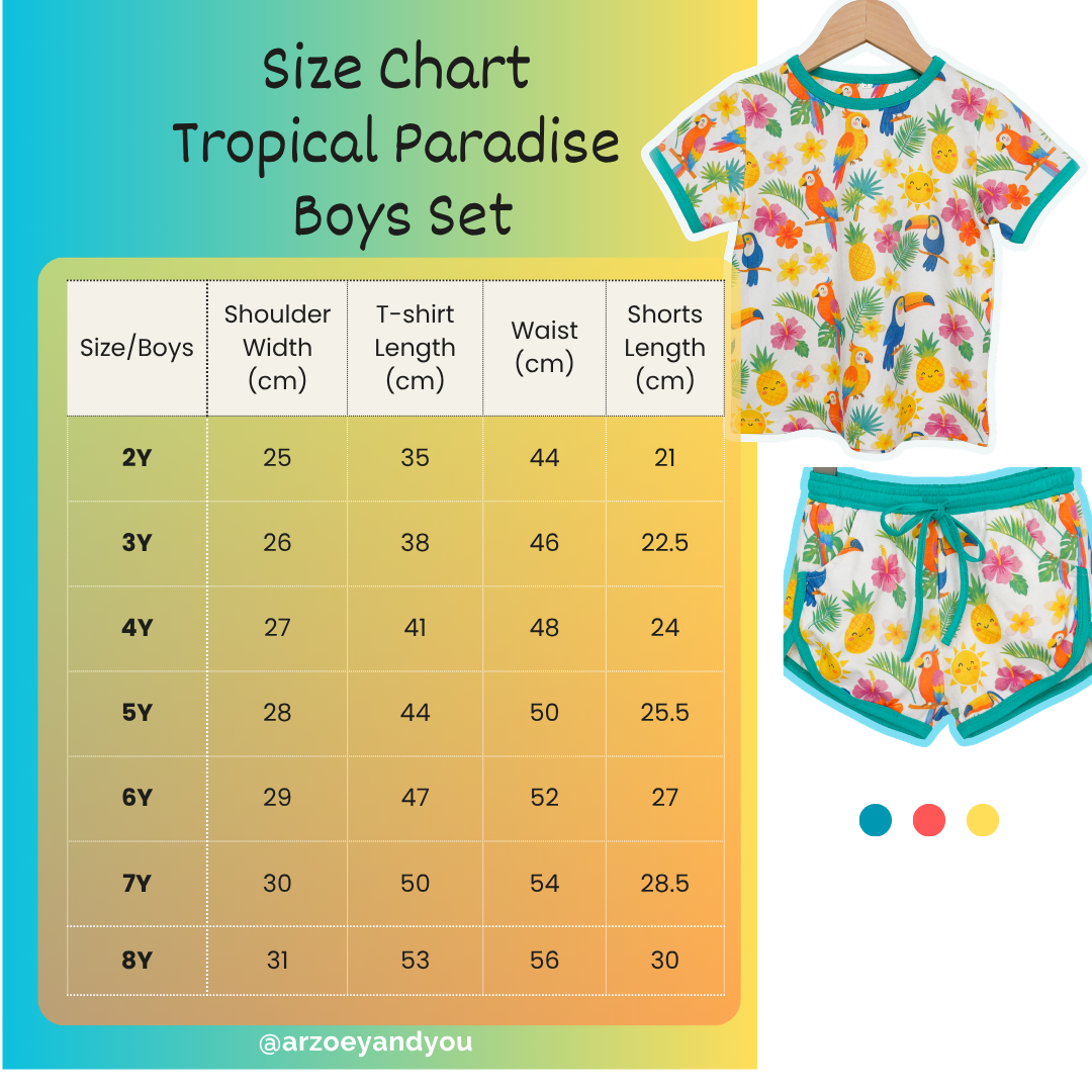 Tropical Paradise Organic Cotton Boys Set | Toddler & Kids Outfit 2T-8T