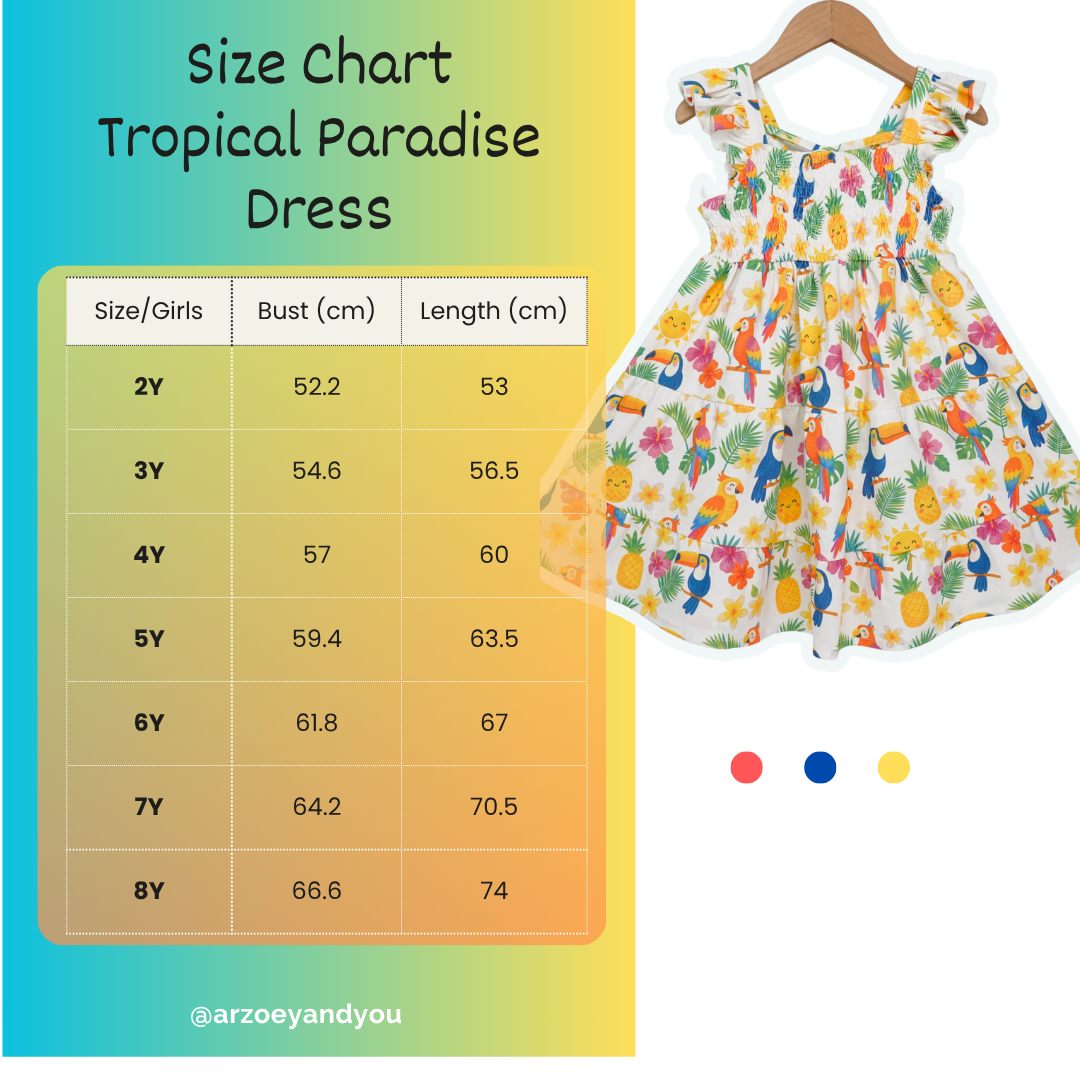 Tropical Paradise Organic Cotton Girls Dress | Toddler & Kids Dress 2T-8T