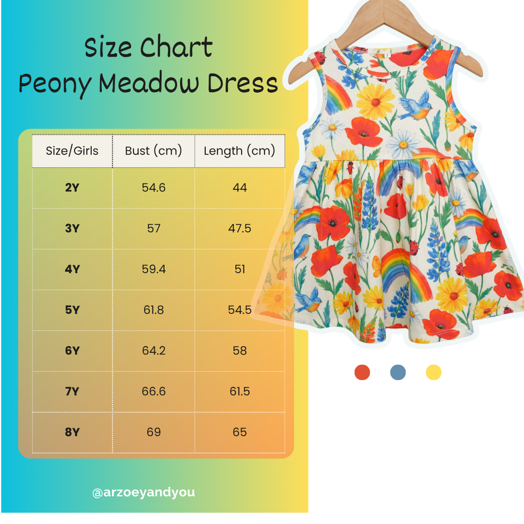 Rainbow Meadow Organic Cotton Girls Dress | Toddler & Kids Dress 2T-8T