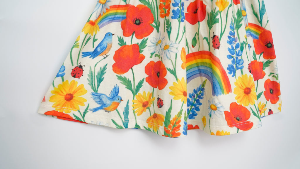 Rainbow Meadow Organic Cotton Girls Dress | Toddler & Kids Dress 2T-8T