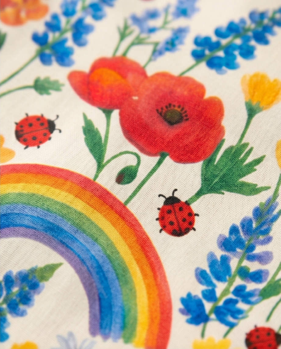 Rainbow Meadow Organic Cotton Girls Dress | Toddler & Kids Dress 2T-8T