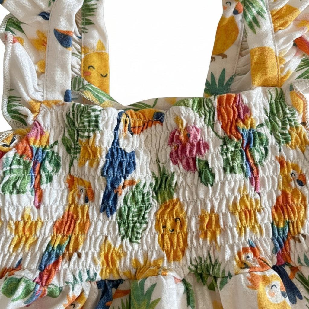 Tropical Paradise Organic Cotton Girls Dress | Toddler & Kids Dress 2T-8T