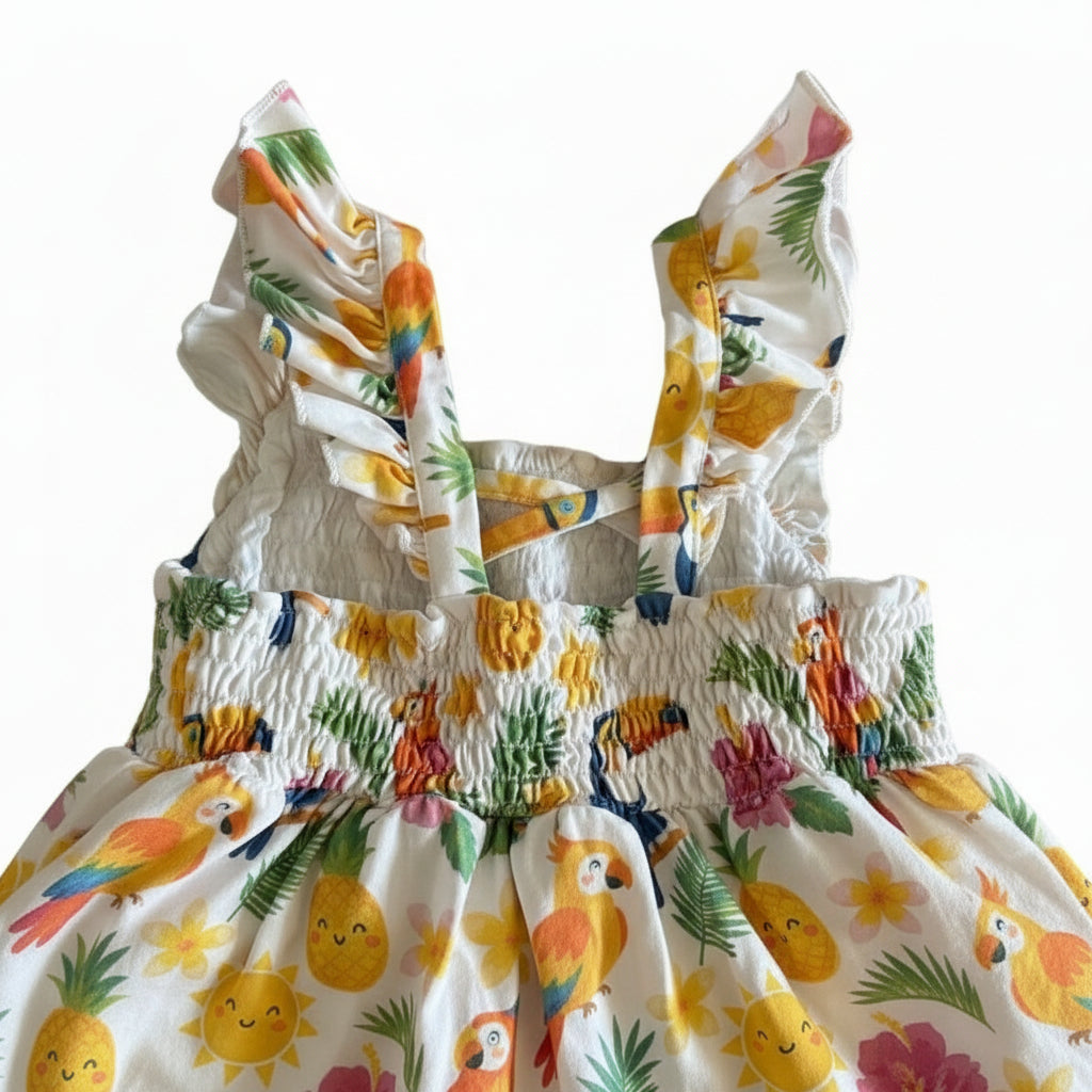 Tropical Paradise Organic Cotton Girls Dress | Toddler & Kids Dress 2T-8T
