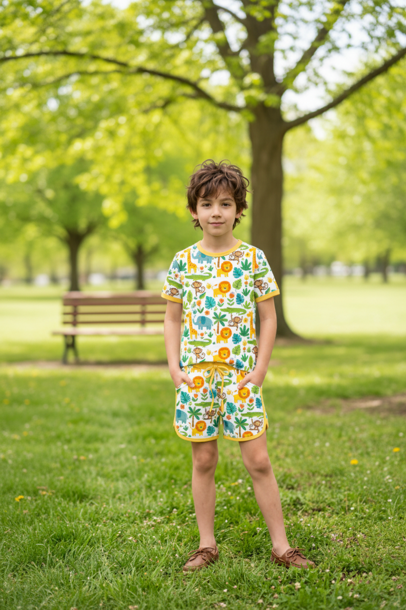 Jungle Safari Organic Cotton Boys Set | Toddler &amp; Kids Outfit 2T-8T
