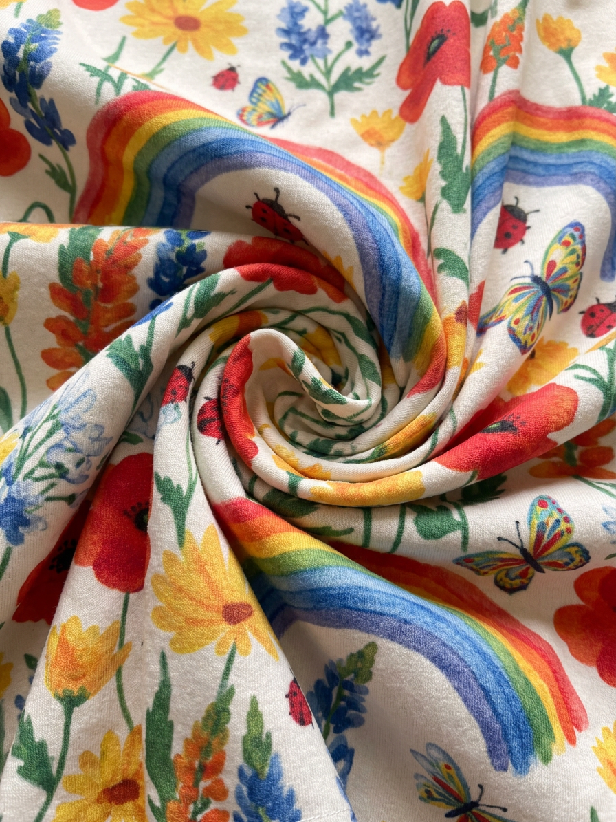 Rainbow Meadow Organic Cotton Girls Dress | Toddler & Kids Dress 2T-8T