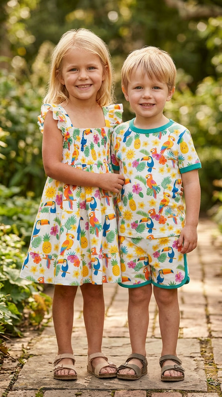 Tropical Paradise Organic Cotton Girls Dress | Toddler & Kids Dress 2T-8T